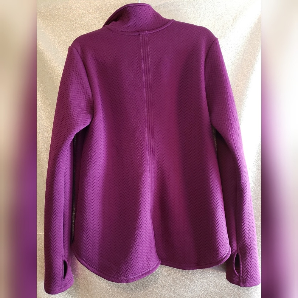 Puma Quilted Knit Sweat Jacket Large Purple Hi Low - Picture 6 of 7